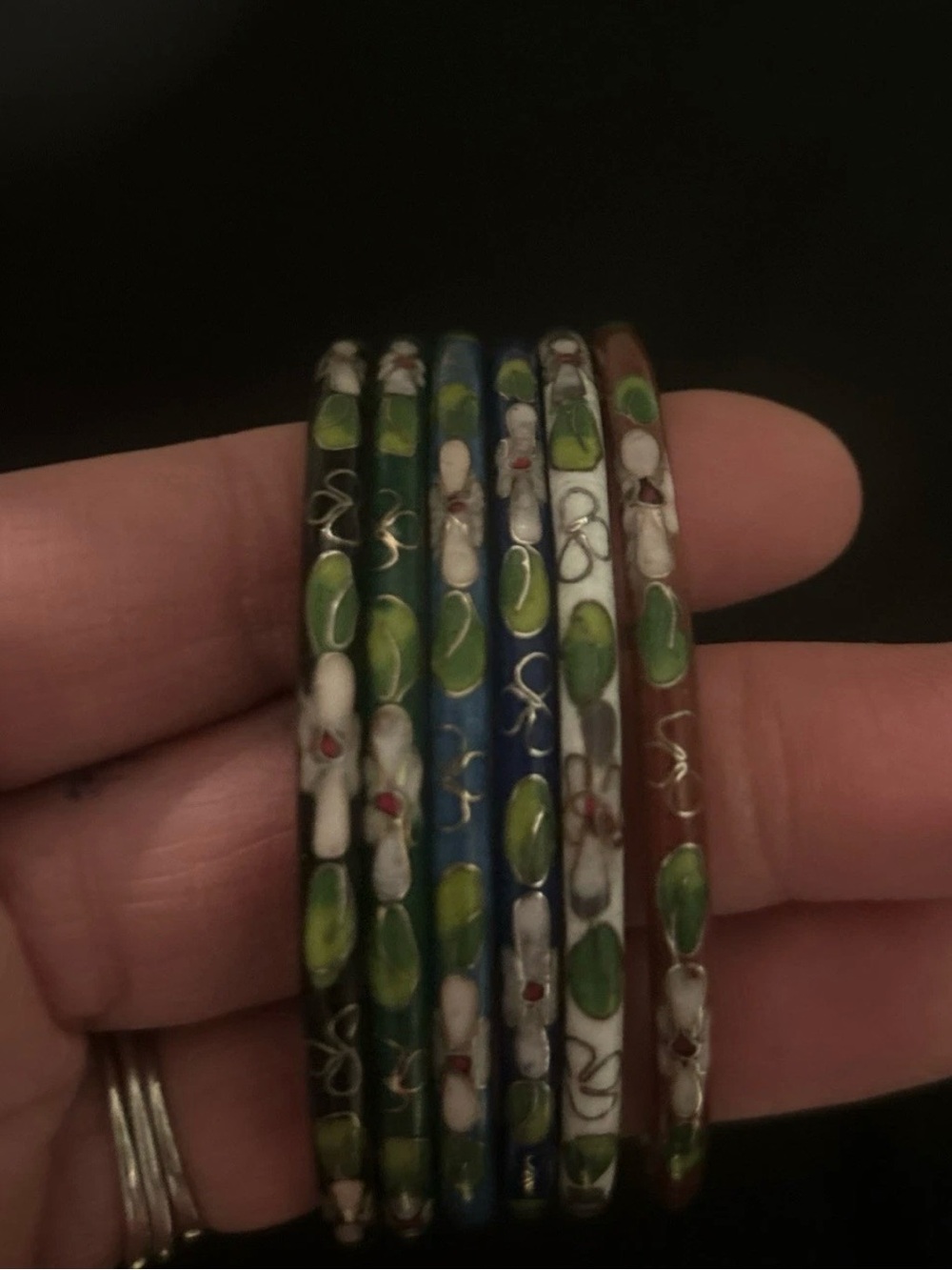 6 Small vintage Cloisonne Bangle Bracelets